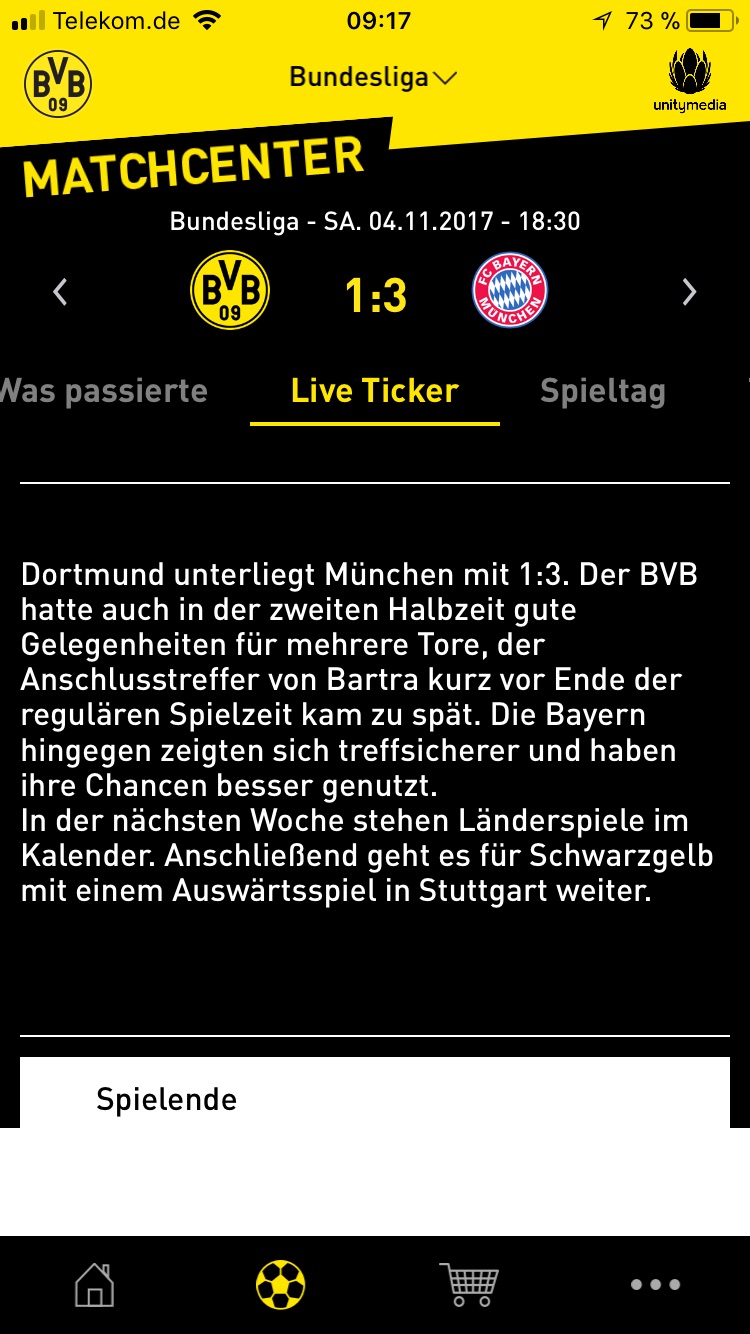 Screenshot BVB app